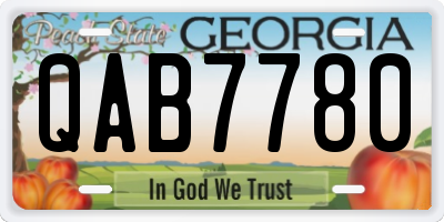 GA license plate QAB7780