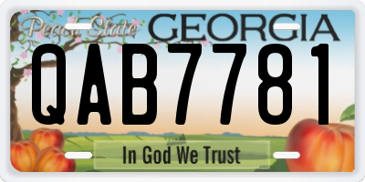 GA license plate QAB7781