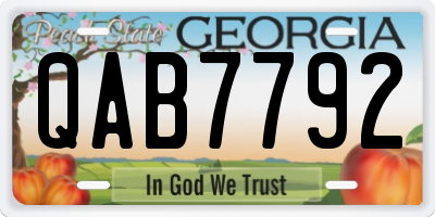 GA license plate QAB7792