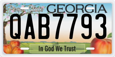 GA license plate QAB7793
