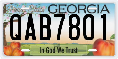 GA license plate QAB7801