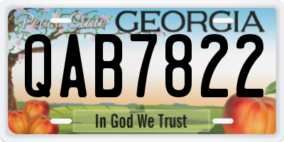 GA license plate QAB7822