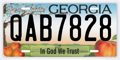 GA license plate QAB7828