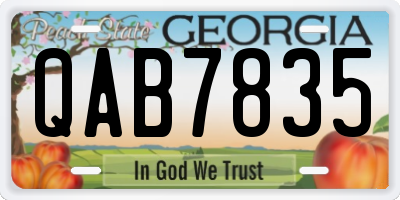 GA license plate QAB7835