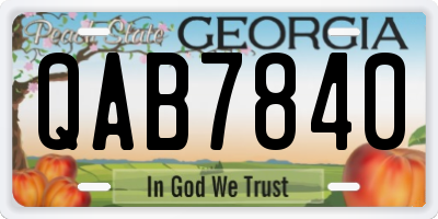GA license plate QAB7840
