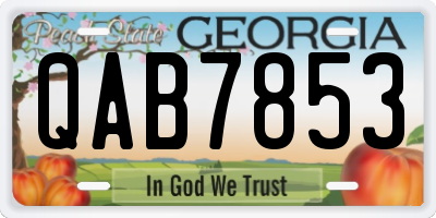 GA license plate QAB7853