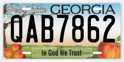 GA license plate QAB7862