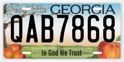 GA license plate QAB7868