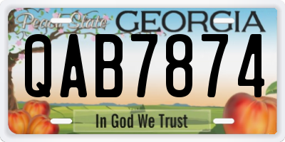 GA license plate QAB7874