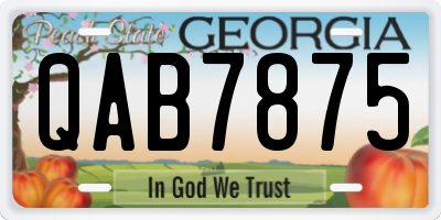 GA license plate QAB7875