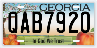 GA license plate QAB7920