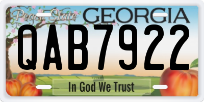 GA license plate QAB7922