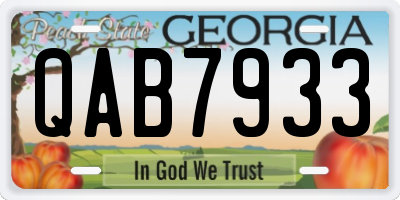 GA license plate QAB7933