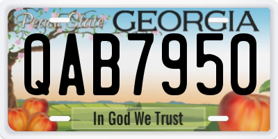 GA license plate QAB7950
