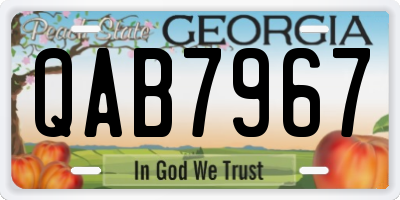 GA license plate QAB7967