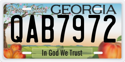 GA license plate QAB7972