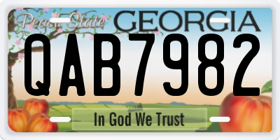 GA license plate QAB7982
