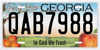 GA license plate QAB7988