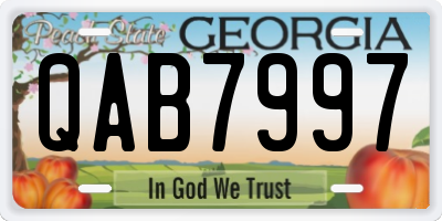 GA license plate QAB7997