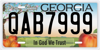 GA license plate QAB7999