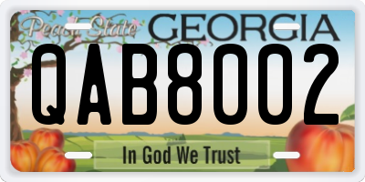 GA license plate QAB8002