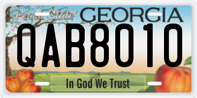 GA license plate QAB8010
