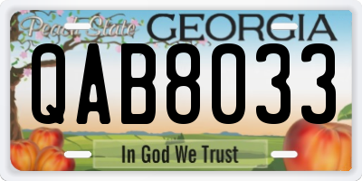 GA license plate QAB8033