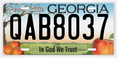 GA license plate QAB8037