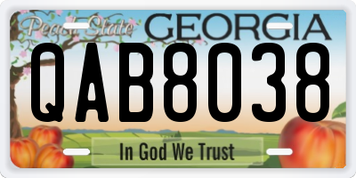 GA license plate QAB8038