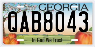 GA license plate QAB8043