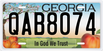 GA license plate QAB8074