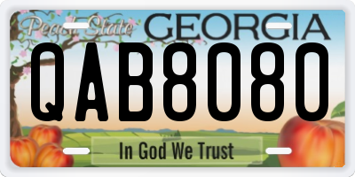 GA license plate QAB8080