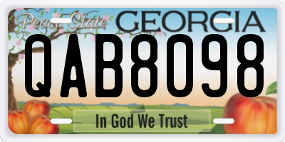 GA license plate QAB8098