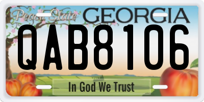 GA license plate QAB8106