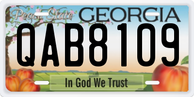 GA license plate QAB8109
