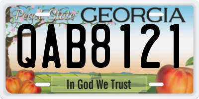 GA license plate QAB8121
