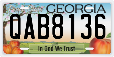 GA license plate QAB8136