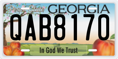 GA license plate QAB8170