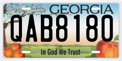 GA license plate QAB8180