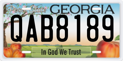 GA license plate QAB8189