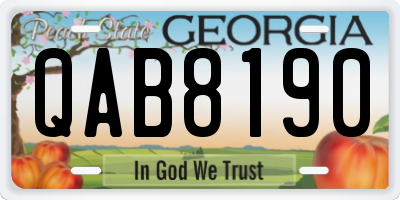 GA license plate QAB8190