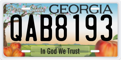 GA license plate QAB8193