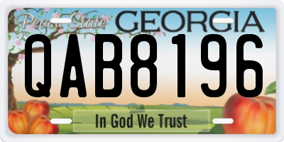 GA license plate QAB8196
