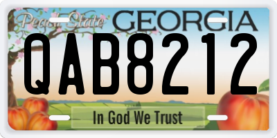 GA license plate QAB8212