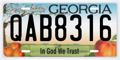 GA license plate QAB8316