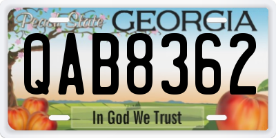 GA license plate QAB8362