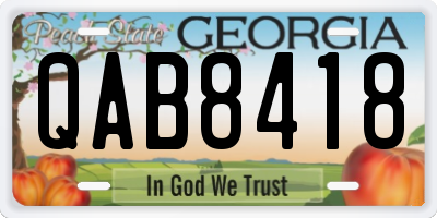 GA license plate QAB8418