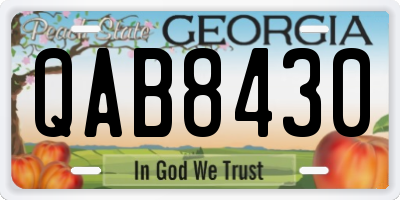 GA license plate QAB8430