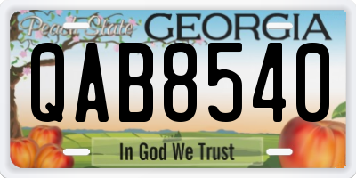 GA license plate QAB8540