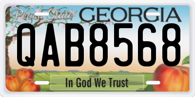 GA license plate QAB8568